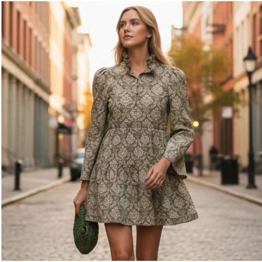 tuckernuck hyacinth house russell mini dress moss olive, women size medium